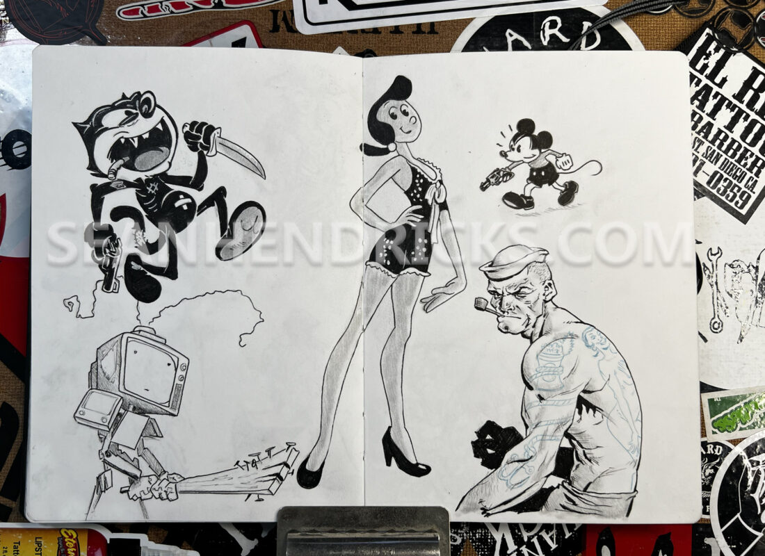 Popeye, Micky, Felix the Cat, TV Head